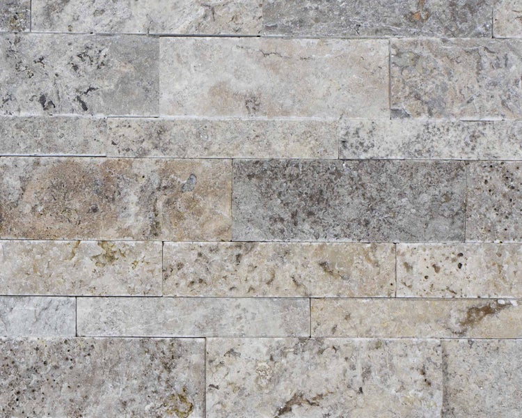 Wohnrausch Wandverblender Naturstein Travertin Paneele SILVER, grau