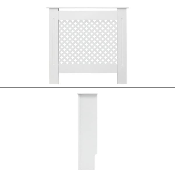 ECD Germany Heizkörperverkleidung mit Wabenmuster 78x19x82 cm Weiß aus MDF lackiert für Schlafzimmer Wohnzimmer - Heizungsverkleidung Heizkörperabdeckung Heizungsabdeckung Heizung Heizkörper Abdeckung
