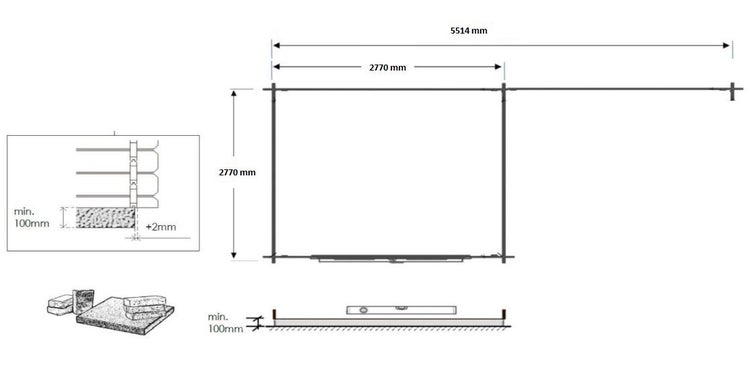 Gartenhaus, Gerätehaus 18,52m2 - 5,70x2,95m - 24mm - Imprägniert