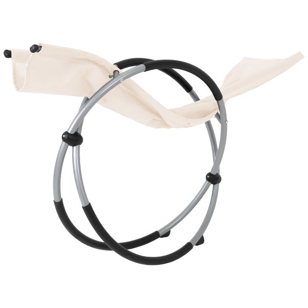ECD Germany Schaukelliege 2er Set klappbar Creme mit Kopfstütze, Stahlrahmen, wetterfest, atmungsaktiv, Relaxsessel Sonnenliege Gartenliege Liegestuhl Relaxliege Schwingliege Liege für Garten/Terrasse