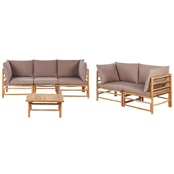 Gartenmöbel-Set mit Sofa, Eckteil und Tisch aus Bambus