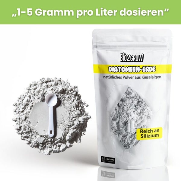 Bio2Grow Diatomeenerde, natürliches Pulver aus Kieselalgen, mit Dosierlöffel