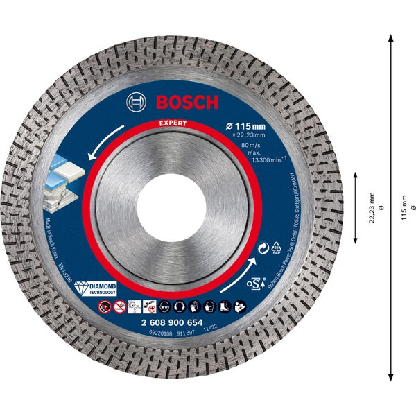 Bosch Expert HardCeramic Diamanttrennscheiben 115 x 22,23 x 1,4 x 10 mm - 2608900654