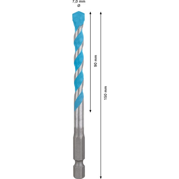 Steinbohrer mit einem Durchmesser von 7,0 mm und einer Länge von 150 mm
