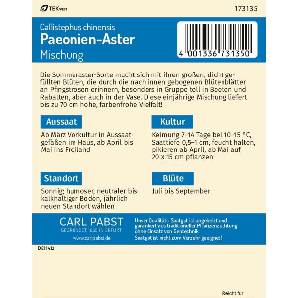 Paeonien - Aster Mischung Samen von Pabst Keimkraft