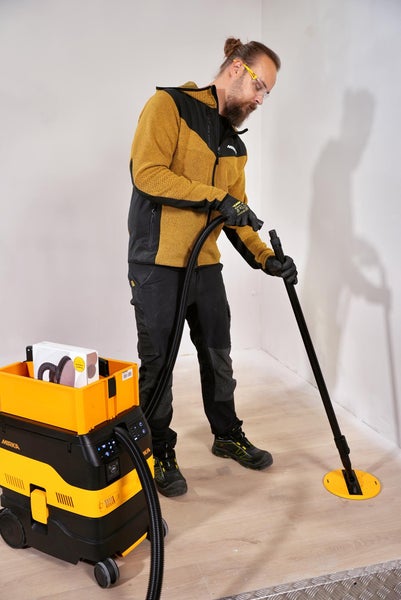 Mirka DecoSander staubfreier Stabschleifer für glattes Wand- & Deckenfinish, Trockenbau, Detailarbeiten / 80x230mm & Ø 225mm Schleifteller / Klett