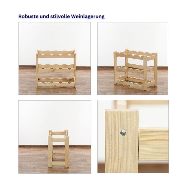 PROREGAL Weinregal Pinotwine HxBxT 38 x 43 x 25 cm 12 Flaschen Massives Kiefernholz Braun Geölt