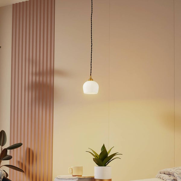 Lindby Pendelleuchte Nolane (Modern) in Weiß aus Keramik (1 flammig, E14) - Deckenlampe Esstischlampe Hängelampe Hängeleuchte Wohnzimmerleuchte