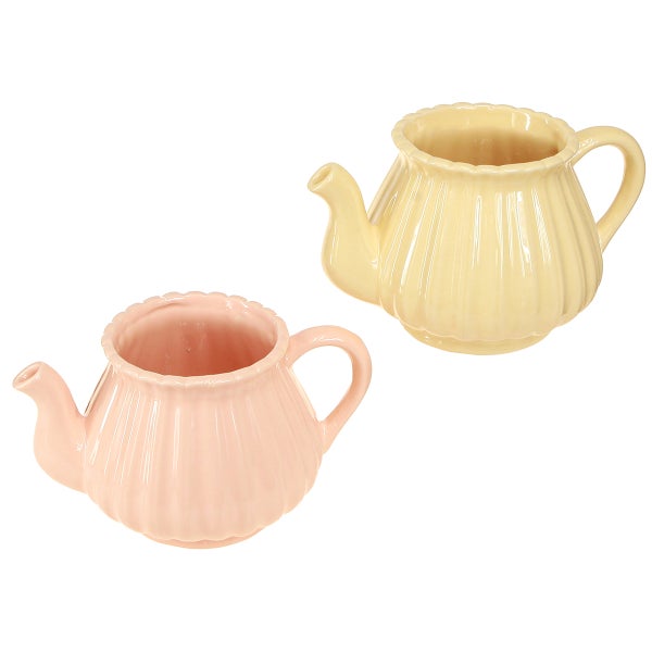 Zwei dekorative Teekannen aus Keramik