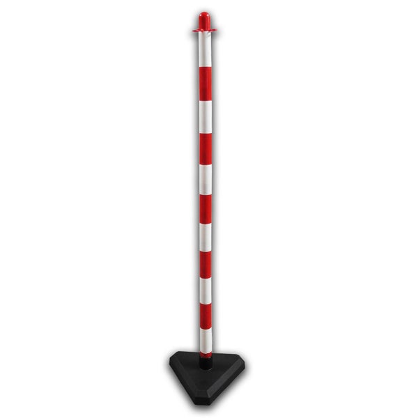 UvV Kettenpfosten 1 M Hoch, 63 Mm Breit – Rot Reflektierend, Mit 4,5 Kg Fußplatte & Absperrkette (VPE 3, 5 M)