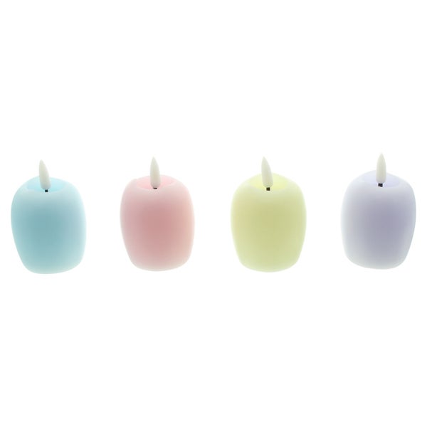 FRANK FLECHTWAREN | LED-Kerze Pastell-Ei, 4er Set, KUNSTSTOFF, WACHS, 6 x 6 x 9 cm