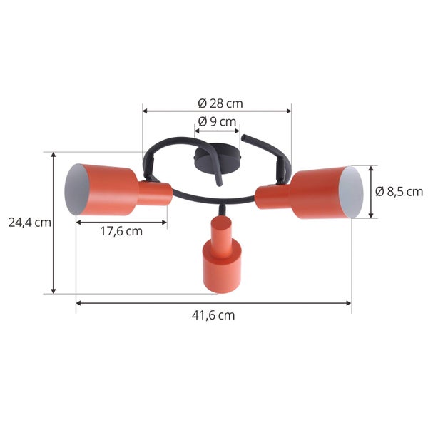 Lindby Strahler Ovelia (Modern) in Gelb aus Metall (3 flammig, E27) - Deckenlampe Deckenleuchte Lampe Spot Arbeitszimmerleuchte