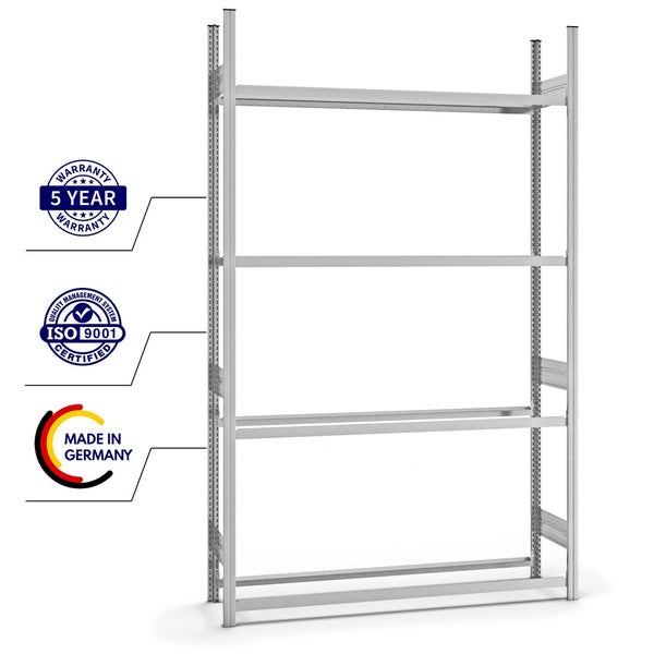 PROREGAL Reifenregal Stecksystem T-Profil Grundregal HxBxT 250 x 150 x 40 cm 4 Ebenen Fachlast 150 kg Verzinkt