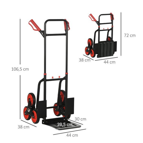 DURHAND, Treppensteiger, Sackkarre, B45 x T60 x H109 cm, Stahl, Schwarz