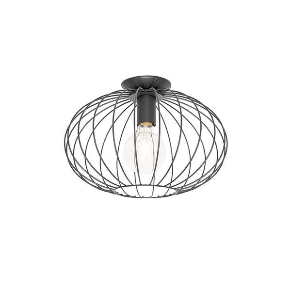 Deckenleuchte mit Drahtschirm und Glühbirne