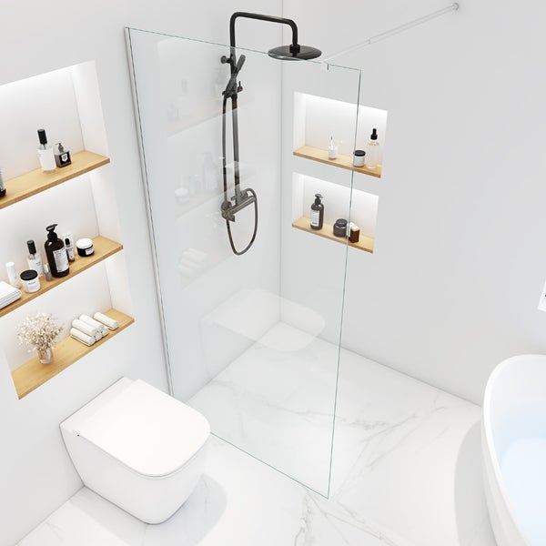 Home Deluxe - Duschabtrennung - BAKI - Breite: 120 cm, Klarglas, Aluminiumrahmen - 10 mm ESG - Sicherheitsglas I Walk in Dusche, Duschwand, Duschtür