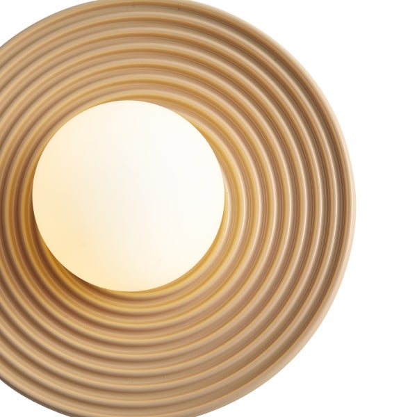 Runde LED Wandleuchte mit gerilltem Design und mittigem Lichtaustritt