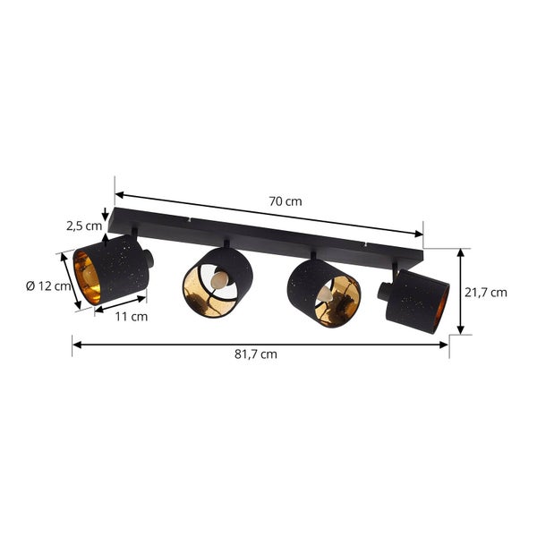 Lindby Deckenlampe Vasilia (Modern) in Schwarz aus Textil (4 flammig, E14) - Deckenleuchte Lampe Wohnzimmerleuchte