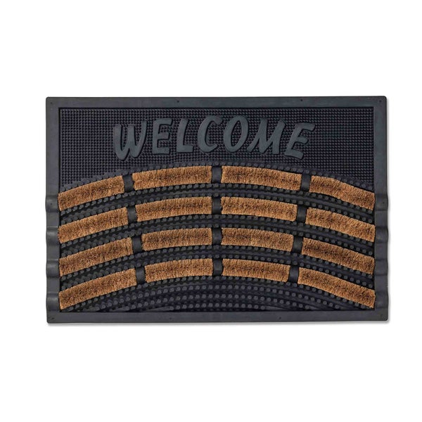 Fußmatte mit Willkommensaufschrift und Kokosfasern