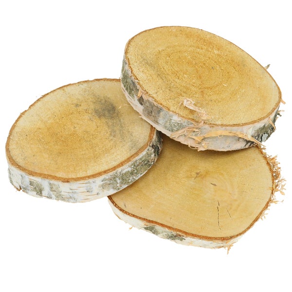 Drei Birkenholzscheiben für Bastelarbeiten