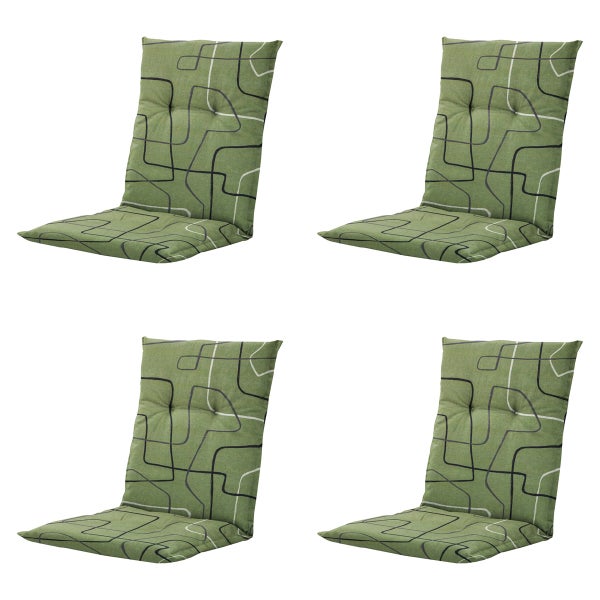 Gartenstuhlauflage mit niedriger Rückenlehne, Joah, Salbei – Ca. 105x50 cm - 4er-Set