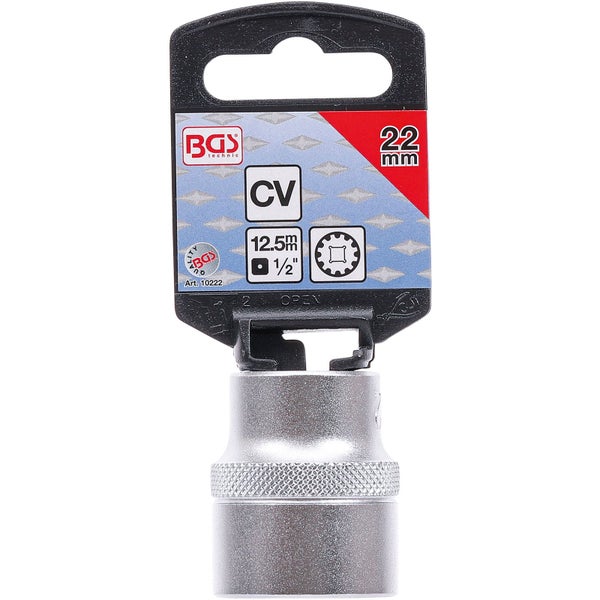 BGS technic Steckschlüssel, 22 Millimeter, 12,5 Millimeter, einhalb Zoll