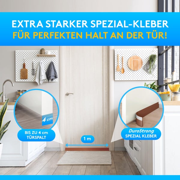 SilverRack Zugluftstopper für Türen Braun [1 x 1m] - Zuschneidbare Türdichtung selbstklebend - Türdichtung unten - Gummilippe Tür Dichtung Zugluft - Tür Windschutz, Schallschutz & Kälteschutz