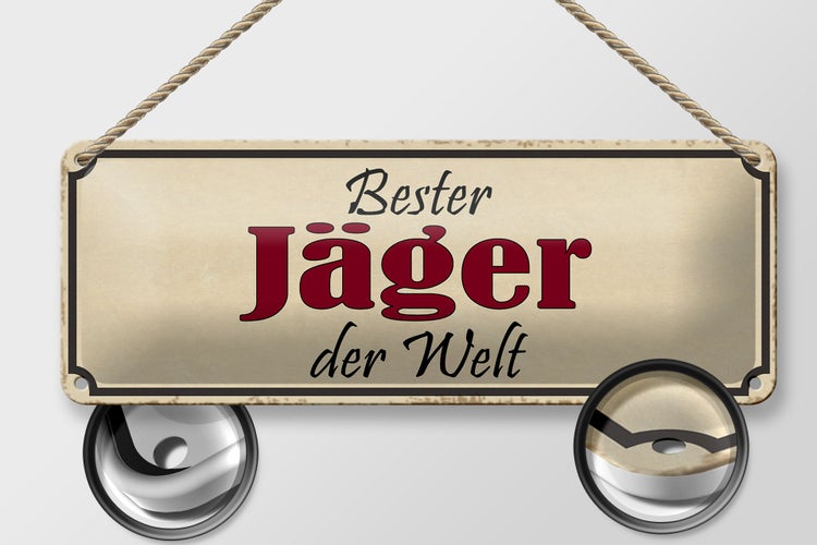 Blechschild Spruch 27x10cm bester Jäger der Welt Dekoration
