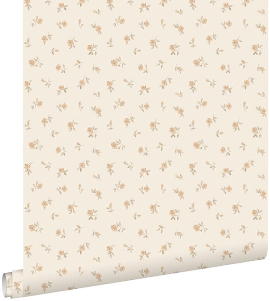 ESTAhome Tapete Blumenmuster Sandbeige - 50 x 900 cm - 139833