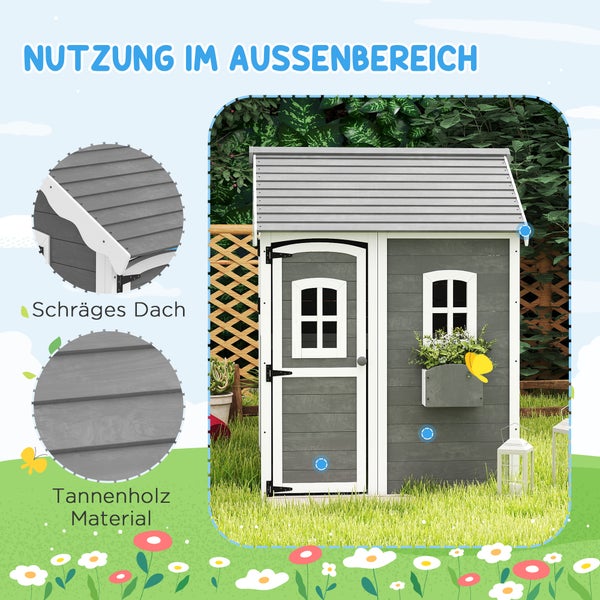 Spielhaus aus Tannenholz mit schrägem Dach für den Außenbereich