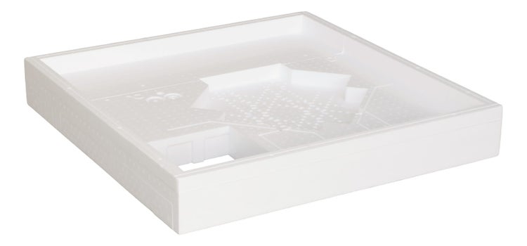 Calmwaters® Duschwannenträger 80x80 cm Modern Select, Passend für Quadrat-Duschwanne 80 x 80 x 2,5 cm, Styropor-Wannenträger, Schall- und wärmedämmend, Direkt verfliesbar, Weiß, 03AX3004