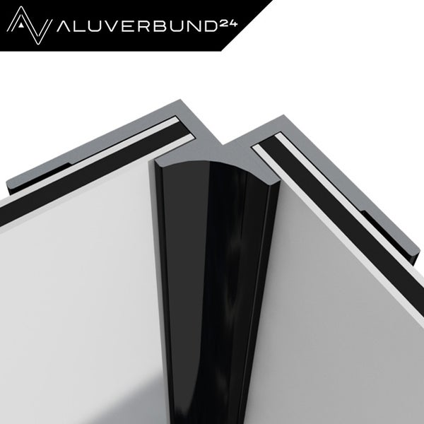 Aluverbund24 Logo. Ecke mit Aluminiumverbundplatten und Eckprofil