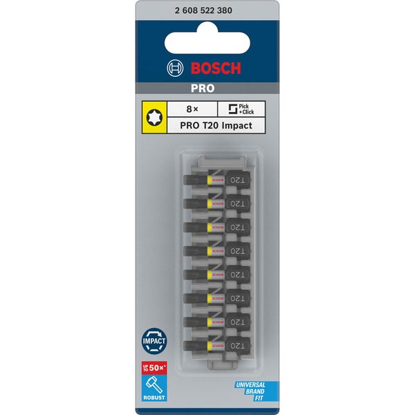 Bosch PRO Torx Impact Bit T20 25 mm 8-tlg. - 2608522380