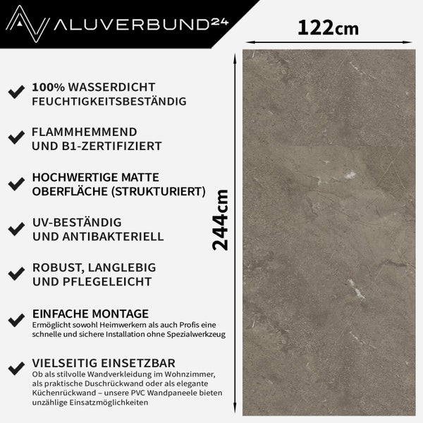 Aluverbund24 Wandpaneel, 122 mal 244 Zentimeter