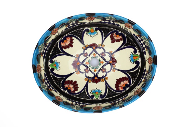 Keramik Waschbecken mit Blumenmuster für das Badezimmer