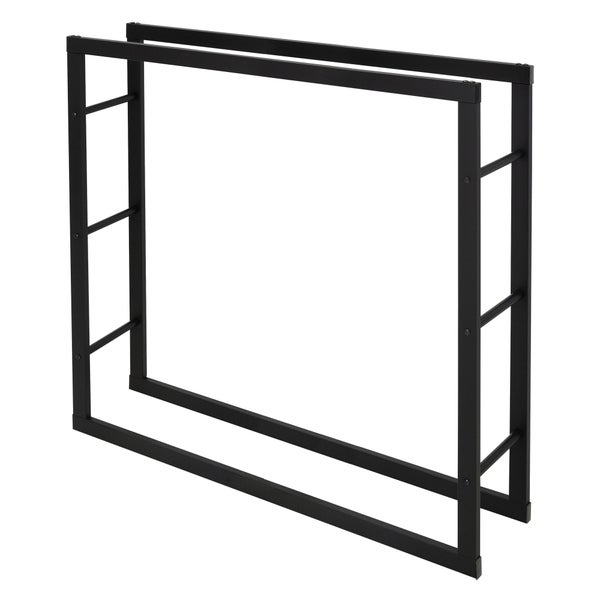 ML-Design Kaminholzregal 100x100x25 cm rechteckig, Schwarz, Metall, Innen/Außen, Brennholzregal Holzaufbewahrung aus beschichtetem Stahl, Kaminholzständer Kaminholzhalter Feuerholzregal für Kamin/Ofen