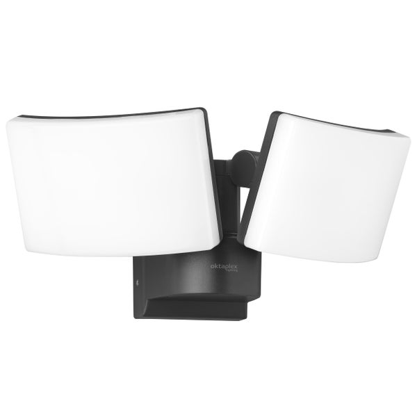 Cali Dos LED Strahler Außen 40W 2 Köpfe Flutlicht IP65 3000K warmweiß Außenbeleuchtung Außenstrahler anthrazit