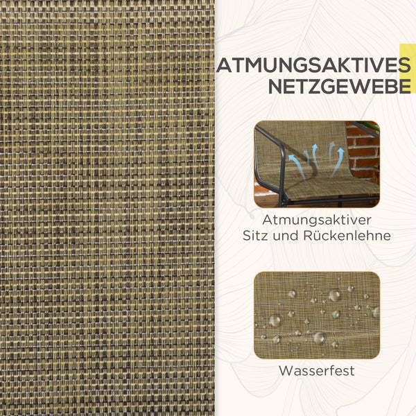 Outsunny Gartenstühle 2er-Set, Gartensessel Set mit Armlehne, 54 x 66,5 x 88 cm, Mesh, Stahl, Braun