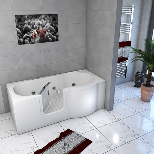 Sitzwanne Whirlpool Badewanne mit Tür S12-WP-L 170x85cm