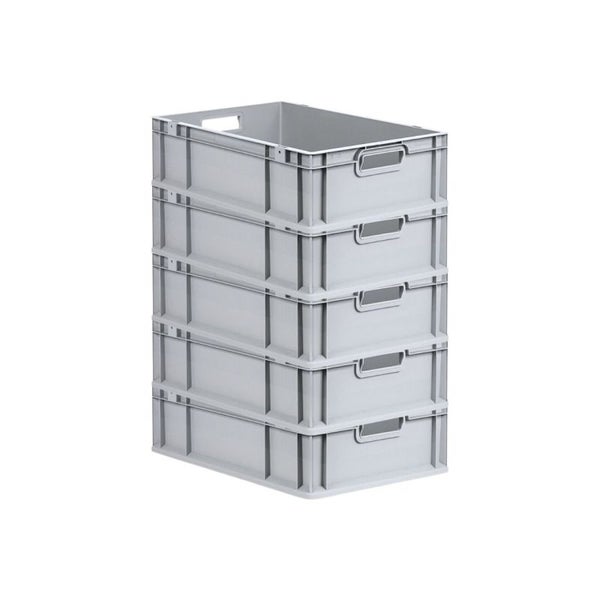 PROREGAL Spar Set 5x Eurobox Nextgen Economy Mit Scharnierdeckel & Schwarzen Schiebeschnappverschlüssen Griffe Offen HxBxT 17 x 40 x 60 cm 34 Liter