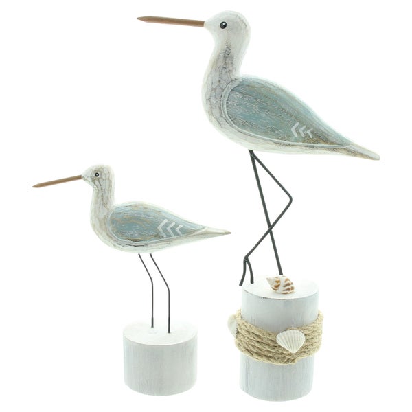 FRANK FLECHTWAREN | Figur Vogel, 2er Set, HOLZ, METALL, 14 x 5,5 x 17 cm, 19 x 5,5 x 27 cm