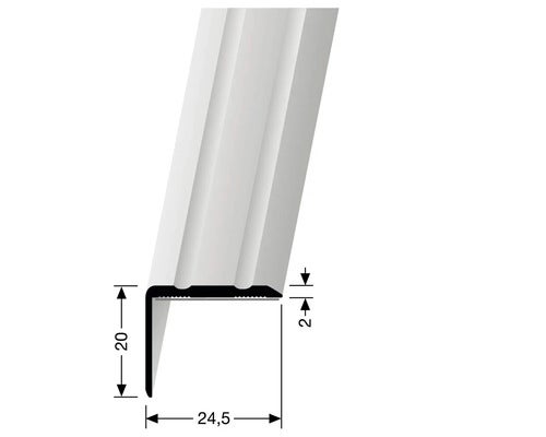 Winkelprofil 235SK selbstklebend 24,5x20x2 mm Alu eloxiert Edelstahl 100 cm