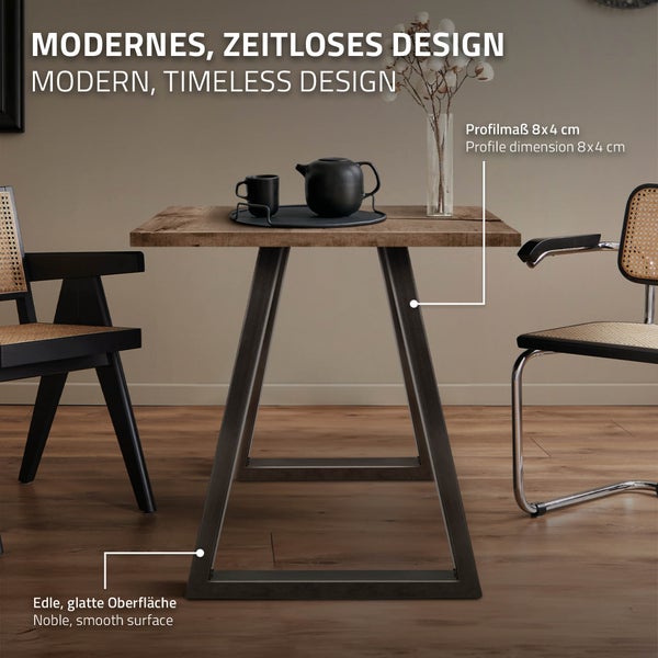 ECD Germany 2x Tischbeine Trapez Design, 60 x 72 cm, Dunkelgrau, aus pulverbeschichtetem Stahl, Industriedesign, Metall Tischkufen Tischuntergestell Tischgestell Möbelfüße, für Esstisch, Schreibtisch