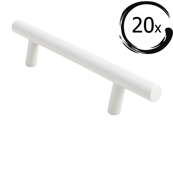 Zwanzig weiße Möbelgriffe