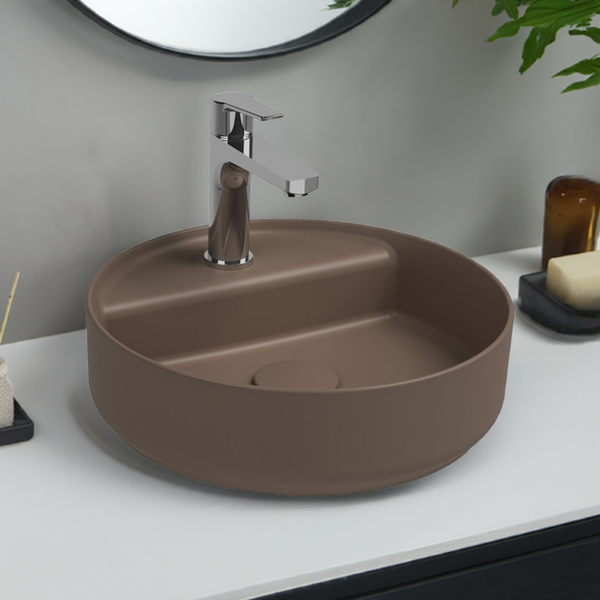 Isvea Waschbecken Rund Aufsatzwaschbecken Badezimmer Taupe