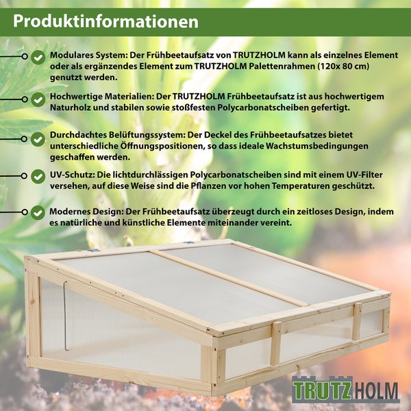 TRUTZHOLM Frühbeetaufsatz aus Holz und Polycarbonat für den Garten