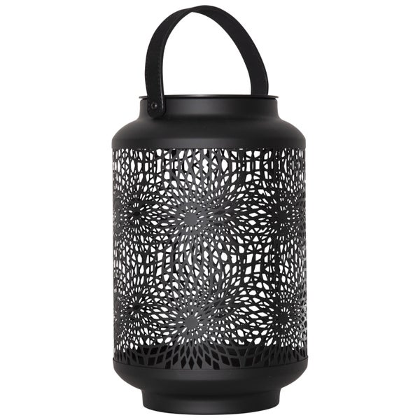Dekorative Laterne aus Metall mit Tragegriff und Lochmuster