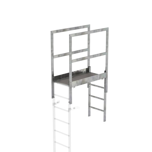 Metalltreppe mit Plattform und Geländer