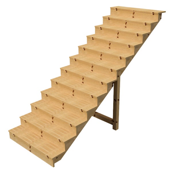 Holztreppe mit elf Stufen