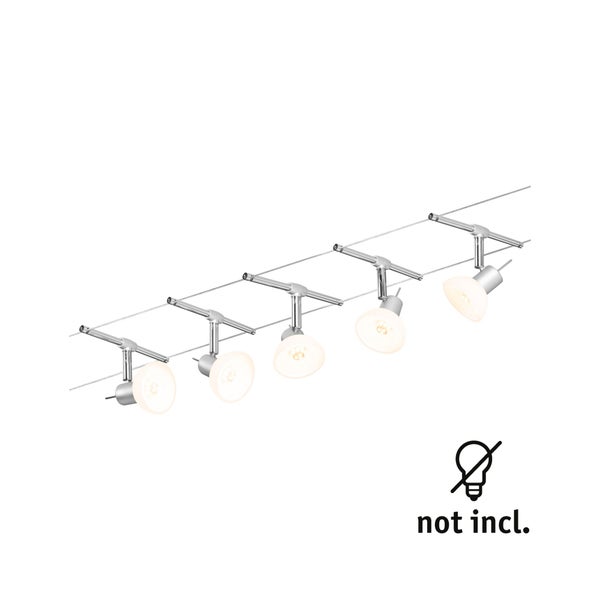Seilsystem Sheela Basisset GU5,3 max. 5x10W dimmbar 230/12V Chrom matt, Opal